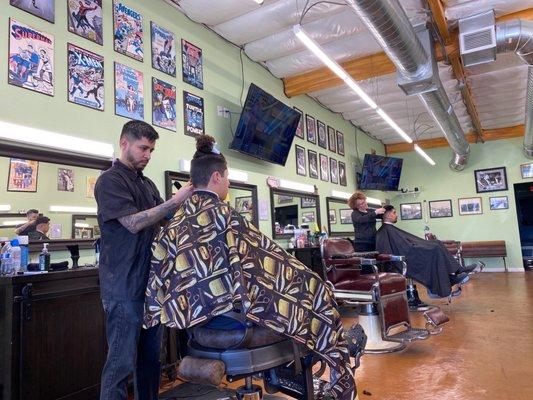 Marcus, my kid, Carly and her client