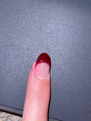 pieces of dust and bubbles in nails.