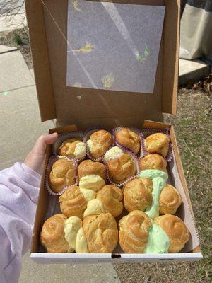Vanilla, Banana, and Pistachio Cream Puffs