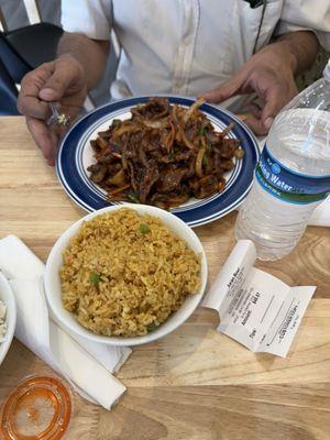 Mongolian beef, pepper steak, and hot &sour soup. I enjoyed all the food, very generous portions.