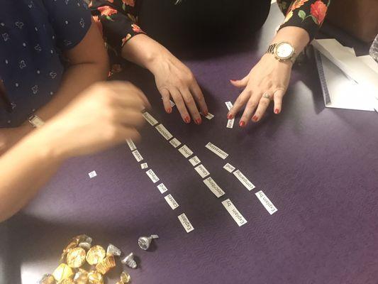 Teachers working on an interactive activity on creating Focused Language Goals.