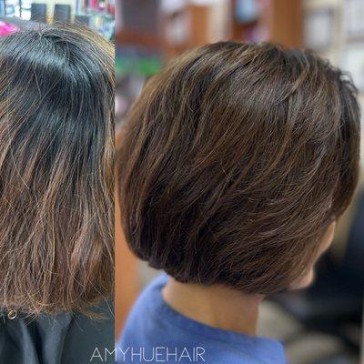 Before and After | Natural Balayage Ombré And Haircut by Amy