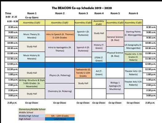 Class Schedule 2019-20