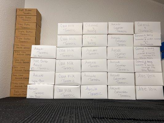 Here are some of the soaps that are in inventory.
