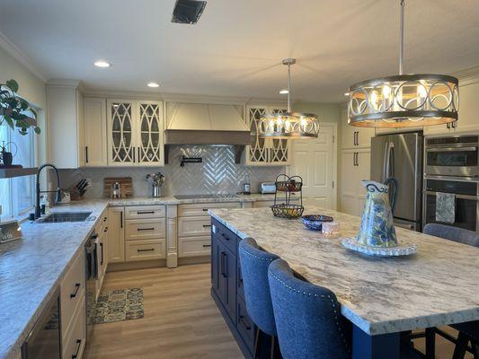 Custom cabinets counters and lighting.