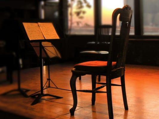 Before a performance of Bach's Goldberg Variations at Bargemusic.