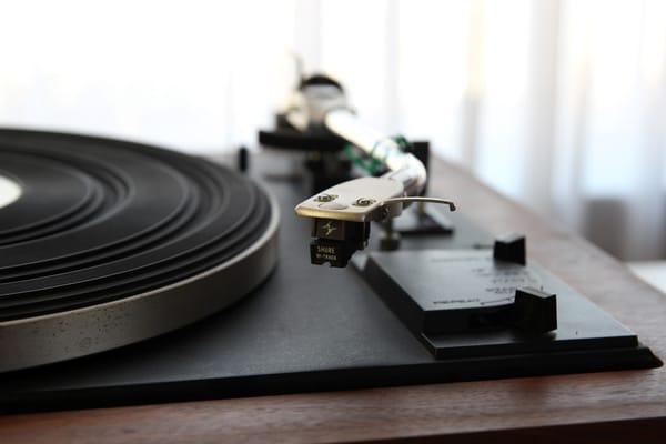 A closeup view of a phono cartridge.  It's generally necessary to replace the entire unit, as sylii or "needles" are not common.