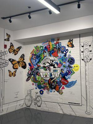 Beautiful mural inside Bloc Dispensary