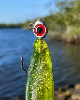 Twitchin' Shad soft bait rigged with a Red Eye Jig