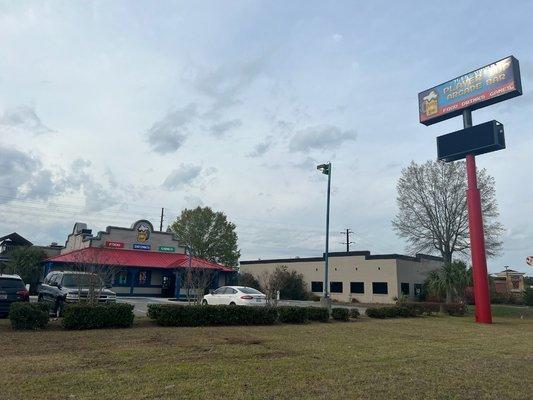 Front entrance of building.