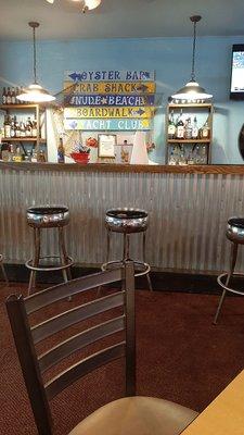 Cute fish shack motif at the counter/bar