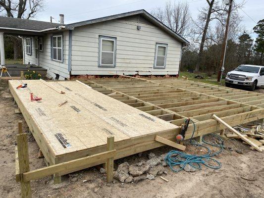Beginning of framing an add on ( beams, joists, an sub floor )