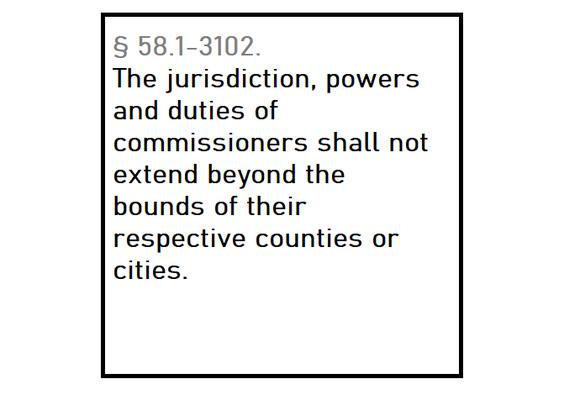 The Commissioner of Revenue does not have authority outside of the boundaries of Stafford County.