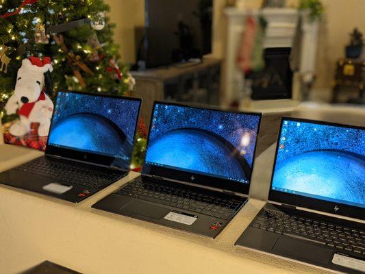 New laptops set up for a local business.