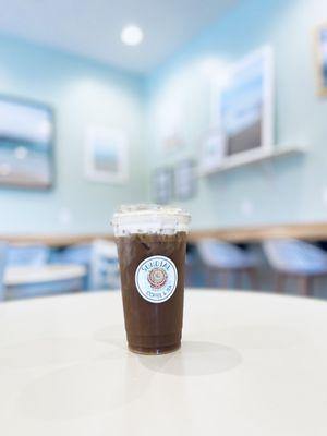 DELICIOUS!! Salty white cold brew (White mocha Cold brew with salted caramel cold foam)