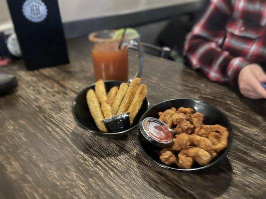 Fried pickles and fried calamari