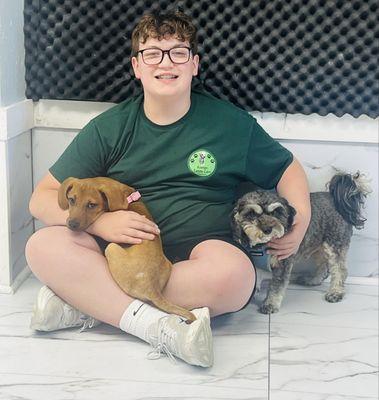 Dylan loves the pups