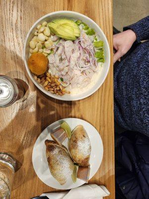 Ceviche and big empanadas