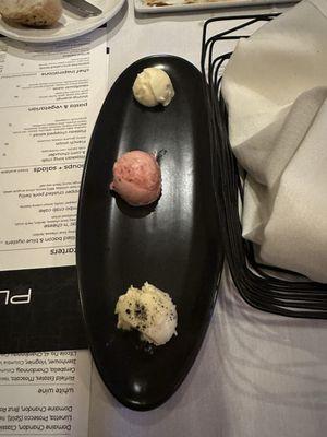 Flavored butters with the rolls