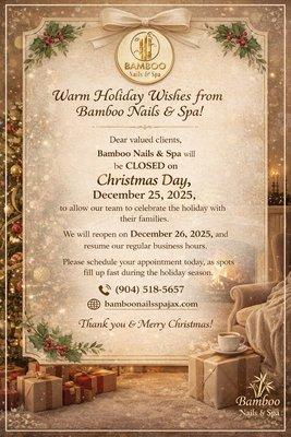 BAMBOO NAILS SPA; Call: (904) 518-5657 ; Website: https://bamboonailsspajax.com/; Booking online: https://booking.spacepos.net/?id=1WqjnZKs