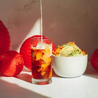 Cha Community Milky Way Thai tea + Taiwanese Cold Noodles