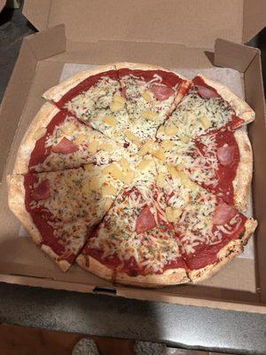 Delivery of 2 pizzas- undercooked. Actually cold as if out of freezer. One pizza the vegetables look raw. Horrible. $90 for uncooked pizza.