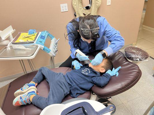 My son visited here for the first time dental checkup. And he loved her to check and clean!!