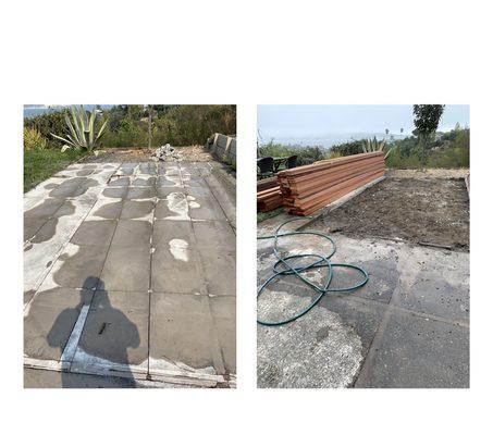 Before and after Removing concrete