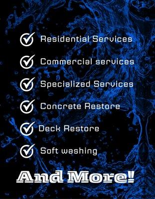 A list of services we Provide (Contact for more details)