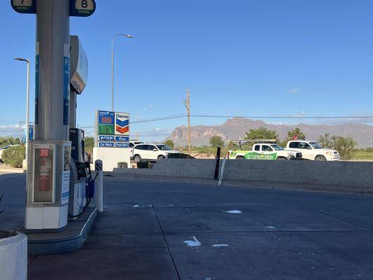 Great view of the mountain while you fuel up.
