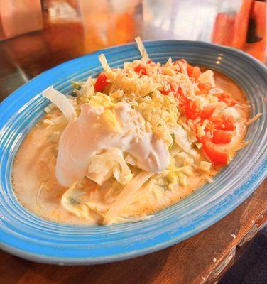 Chicken Burrito special with queso