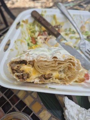 A tortilla wrapped inside of a tortilla