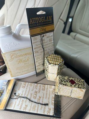 Tyler Candle Company "Favorites!!" Auto Air freshener in Diva and bottle of Glamorous Wash as well!! Small candles!