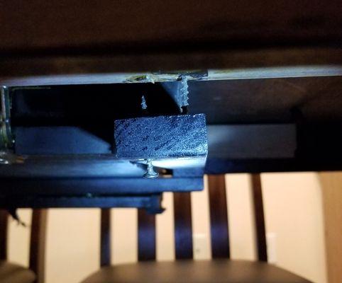 Under kitchen table that holds up extension.