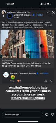 Not the best look. I will not support a homophobic business in the year 2025.