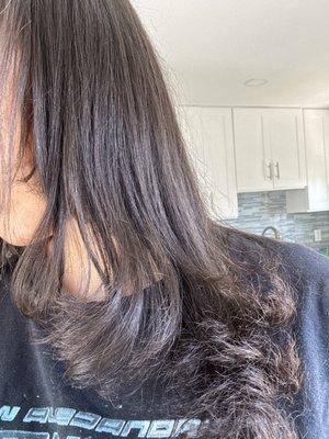 The hair inside is shorter than the hair on top?