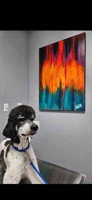 Exam room with pretty art by Jeanne at Reception and my boy