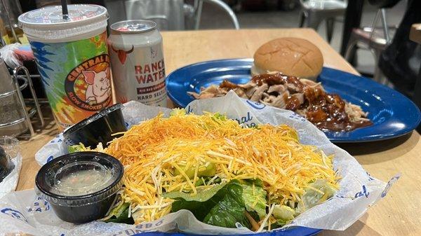 Pulled chicken with side salad option