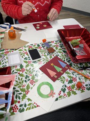 Card making with stamps and watercolor.
