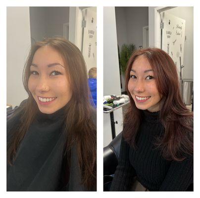 Added warmth to medium brown color. Kept it cool. Rich and yet natural.