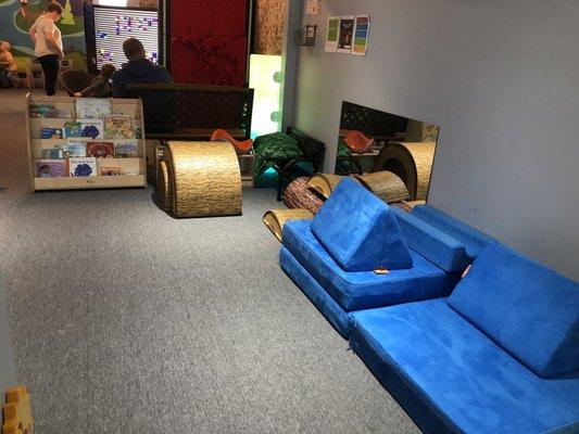 Climbing toy and reading area.