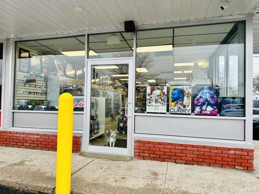 Storefront with aluminum panels