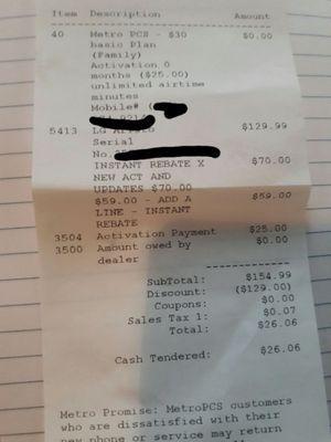 This is the receipt from the store we ended up going to in Wimauma