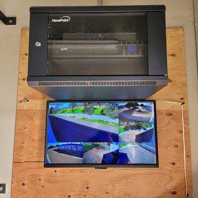 Basic camera system in a roof access room.