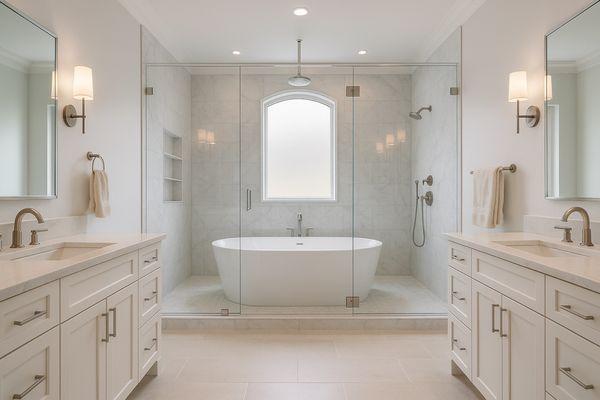 Bathroom renovation with custom tile, frameless glass shower, and modern finishes for a spa-quality feel.