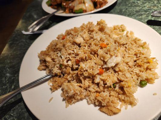 Fried rice spiked with chicken pork