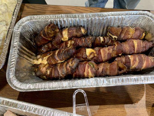 Smoked bacon wrapped jalapeño poppers