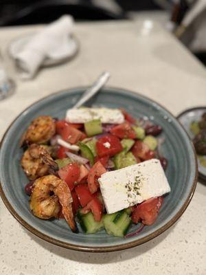 Greek Salad with added shrimp