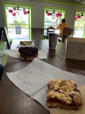 Cherry tart & pear coffee cake (both excellent)