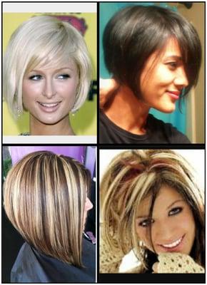 This is what I showed Amy... Top 2- I wanted that cut (no bangs), bottom 2- I wanted chunky blonde added to my brown.